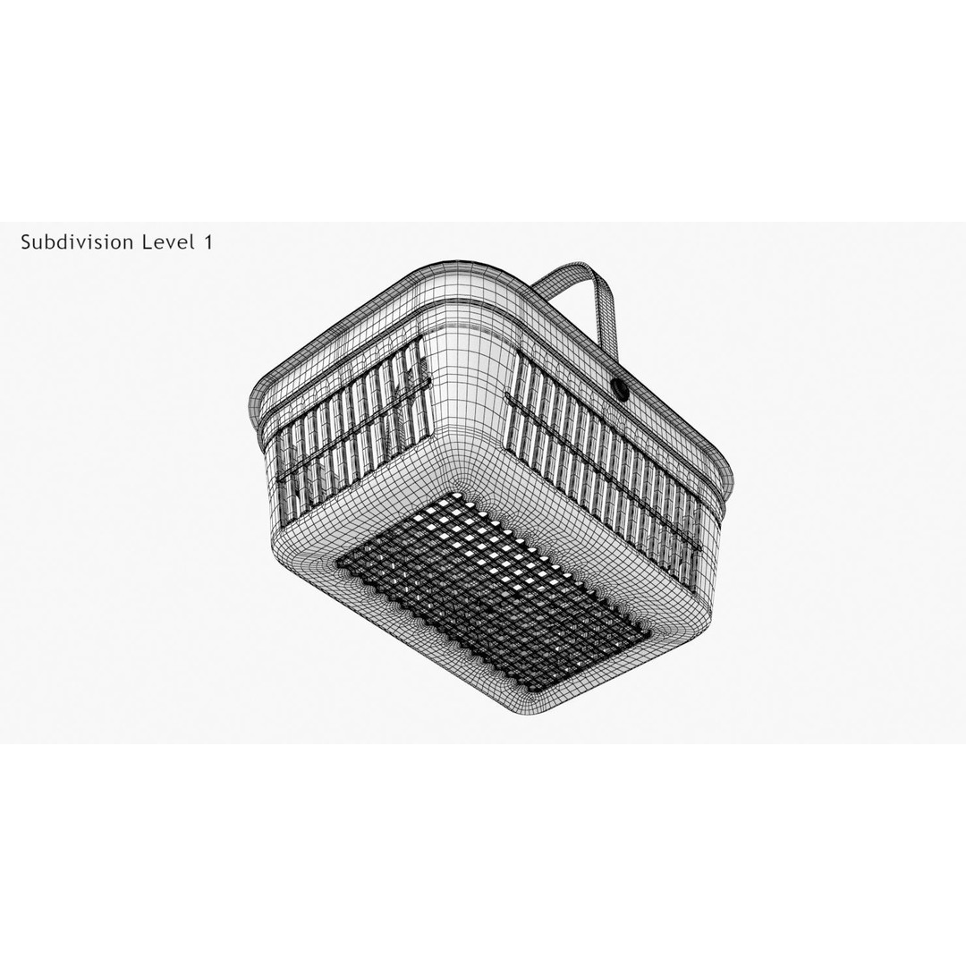 Shopping Hand Basket 3D Model – Low Poly Household Tool, FBX, PBR Textures - View 23