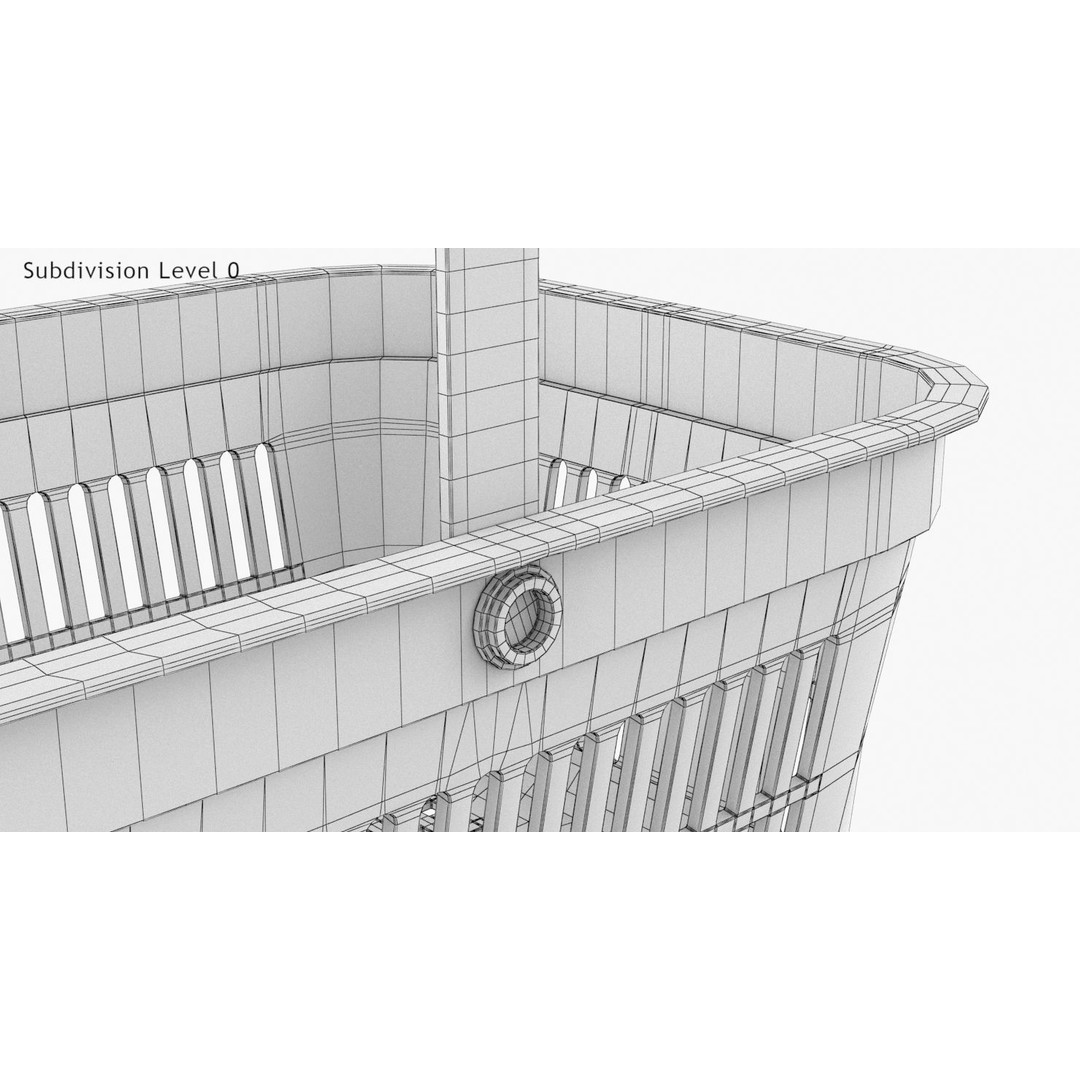 Shopping Hand Basket 3D Model – Low Poly Household Tool, FBX, PBR Textures - View 28