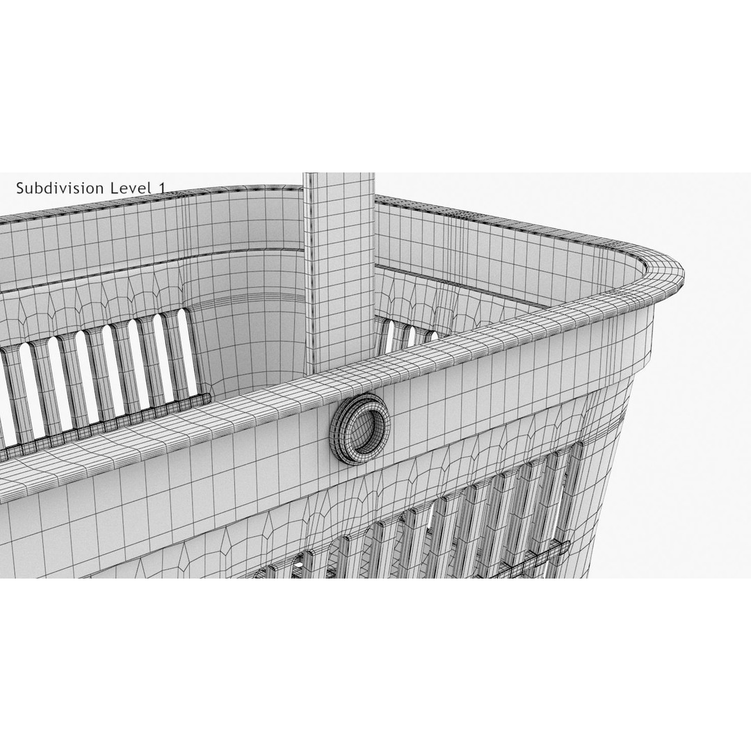 Shopping Hand Basket 3D Model – Low Poly Household Tool, FBX, PBR Textures - View 29