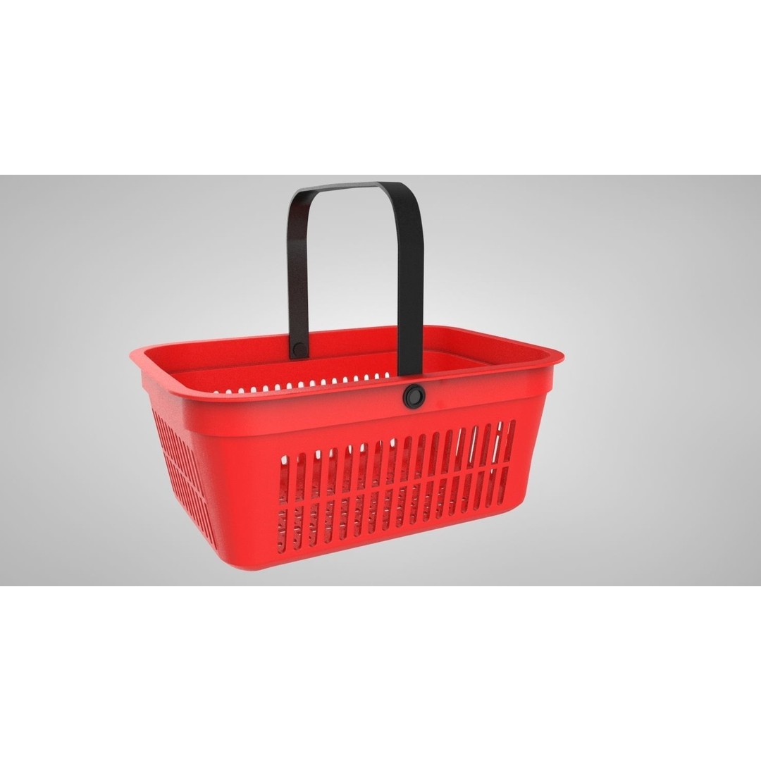 Shopping Hand Basket 3D Model – Low Poly Household Tool, FBX, PBR Textures - View 4