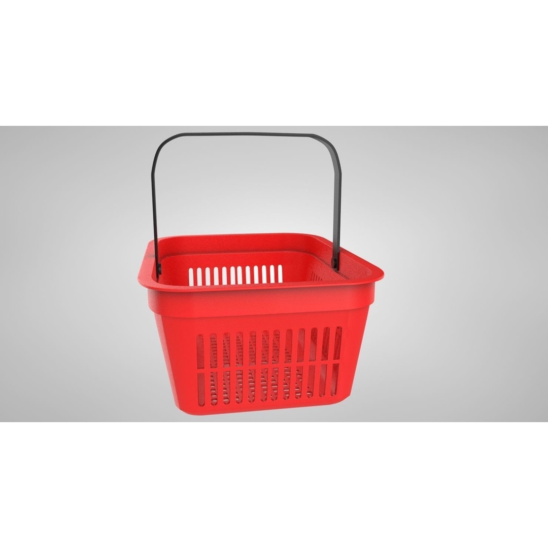 Shopping Hand Basket 3D Model – Low Poly Household Tool, FBX, PBR Textures - View 5