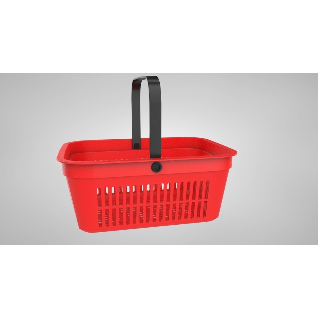 Shopping Hand Basket 3D Model – Low Poly Household Tool, FBX, PBR Textures - View 6