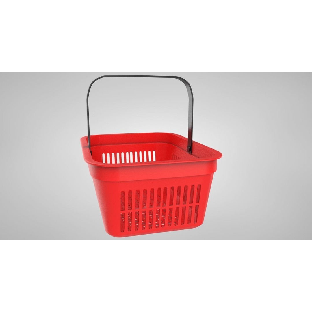 Shopping Hand Basket 3D Model – Low Poly Household Tool, FBX, PBR Textures - View 7