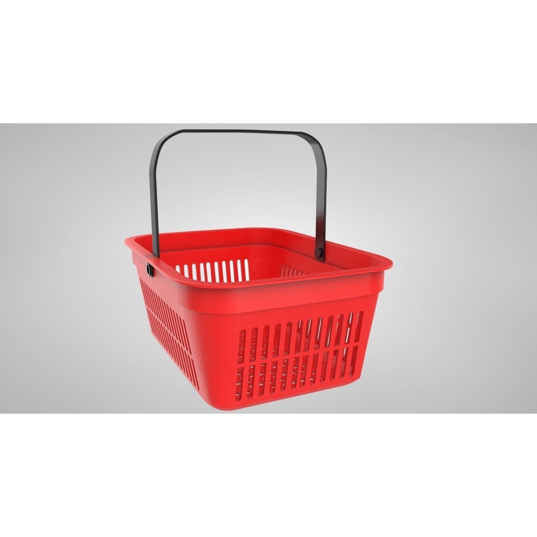 Shopping Hand Basket 3D Model – Low Poly Household Tool, FBX, PBR Textures - View 8
