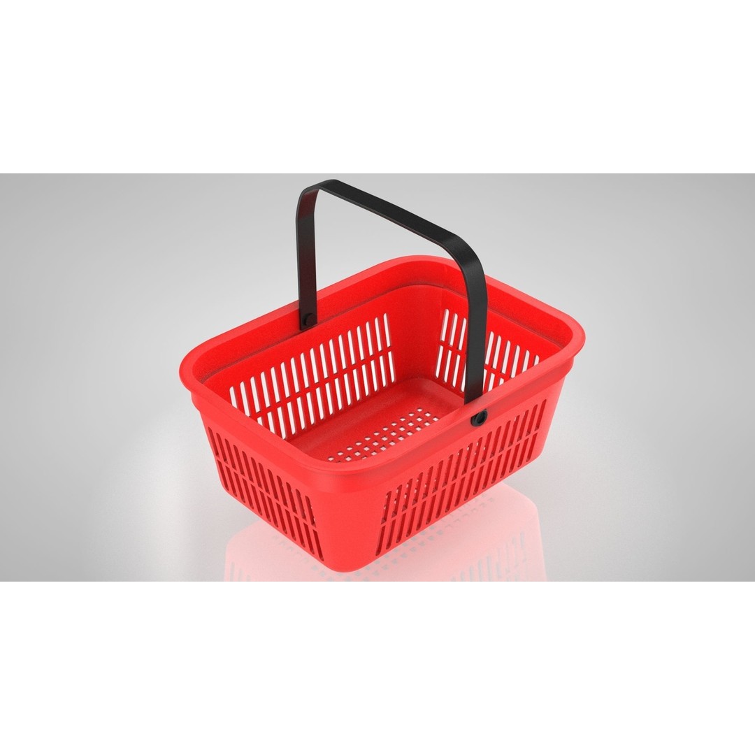 Shopping Hand Basket 3D Model – Low Poly Household Tool, FBX, PBR Textures - View 9