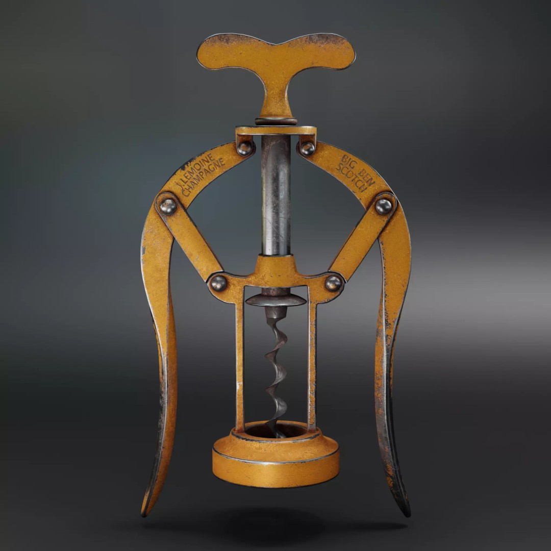 Corkscrew 3D Model – High Poly Kitchen Equipment with PBR Textures - View 2