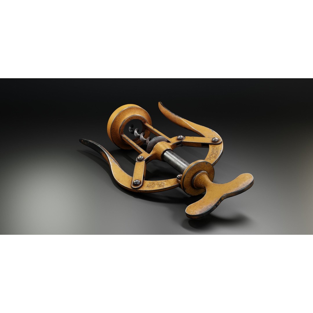 Corkscrew 3D Model – High Poly Kitchen Equipment with PBR Textures - View 3