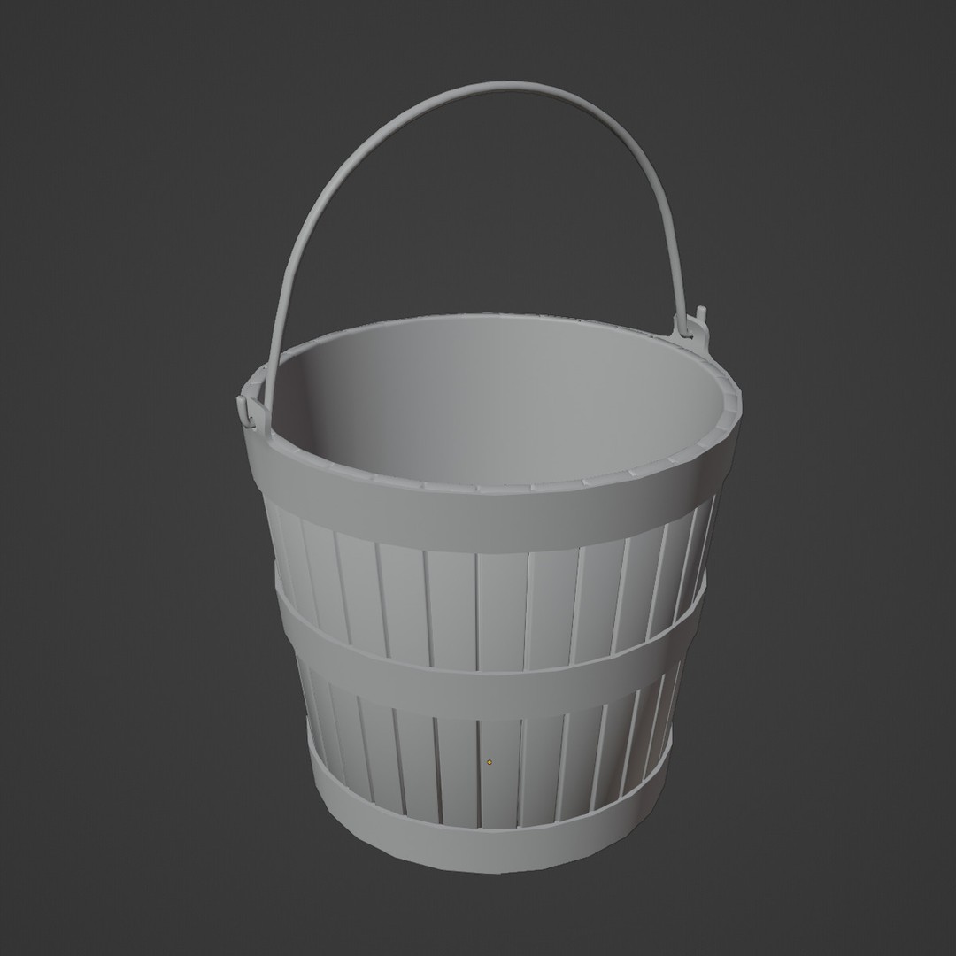 Wooden Bucket 3D Model – Low Poly Game Asset, PBR Textures, Blender