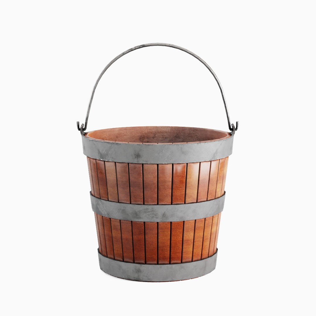 Wooden Bucket 3D Model – Low Poly Game Asset, PBR Textures, Blender - View 4