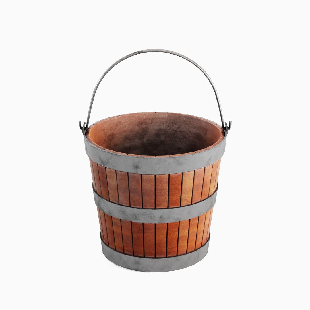 Wooden Bucket 3D Model – Low Poly Game Asset, PBR Textures, Blender - View 6