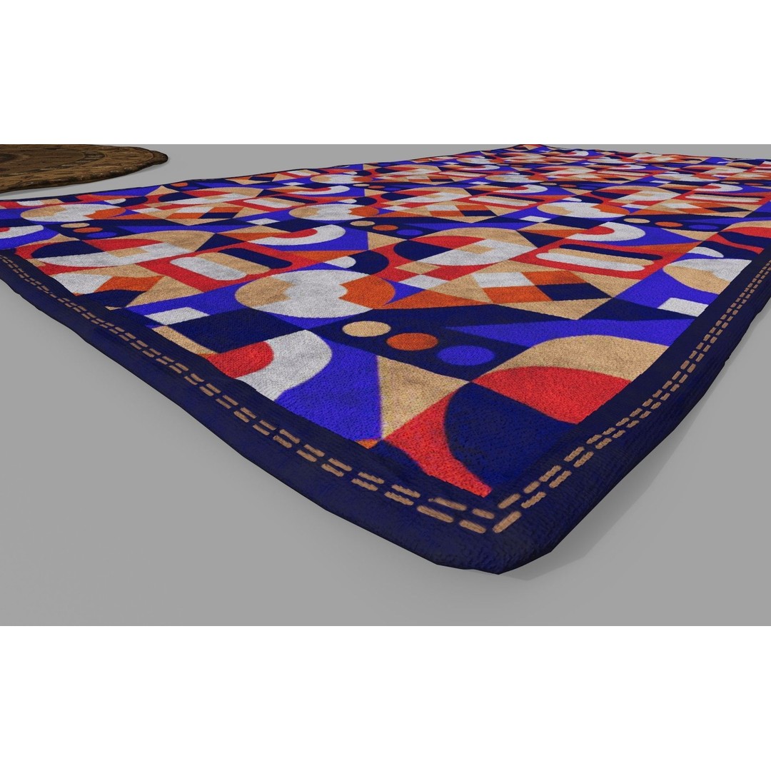 High Poly Floor Rugs 3D Model – Realistic Interior Decoration, OBJ, Blender - View 10
