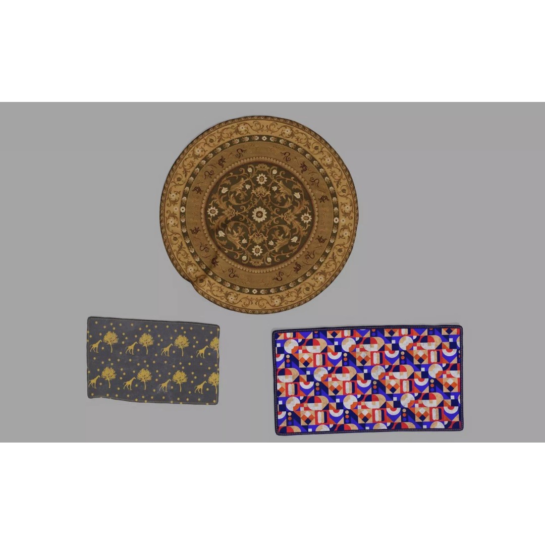 High Poly Floor Rugs 3D Model – Realistic Interior Decoration, OBJ, Blender - View 2