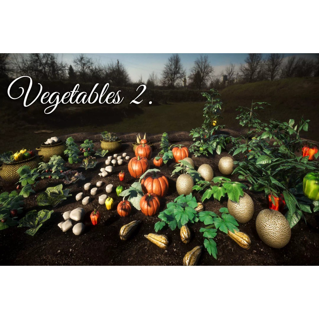 Vegetable Plants 3D Model – Low Poly Game Asset, FBX, Unity Ready - View 2