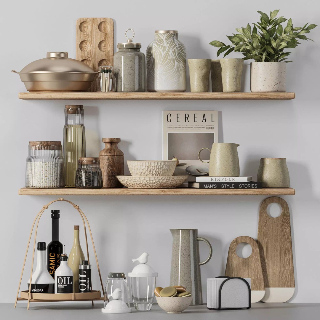 Kitchen Accessories 3D Model – High Poly Interior Asset, FBX & OBJ Formats - View 2