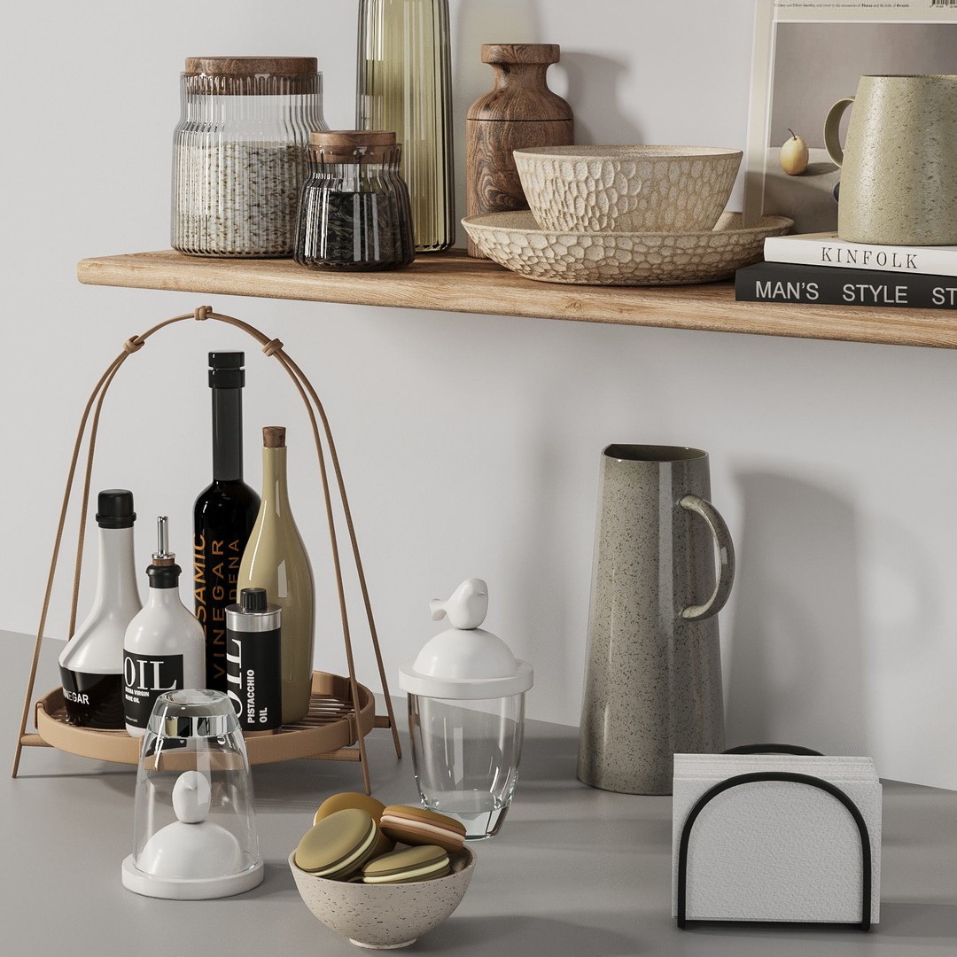 Kitchen Accessories 3D Model – High Poly Interior Asset, FBX & OBJ Formats - View 5