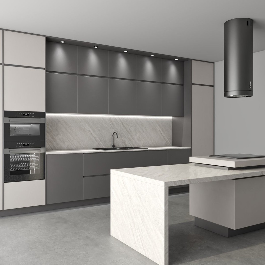 Modern Kitchen Set 3D Model – High Poly Interior Design, FBX, OBJ - View 3