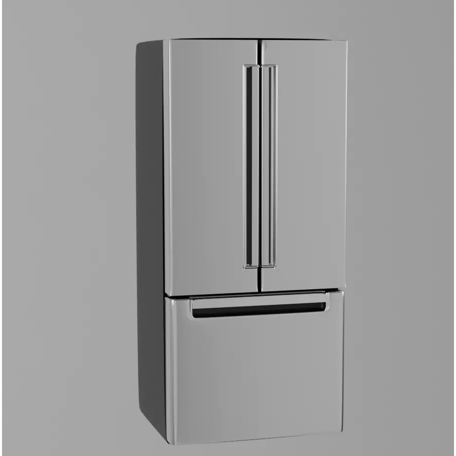 Double Door Refrigerator 3D Model – High Poly Kitchen Appliance, FBX - View 2