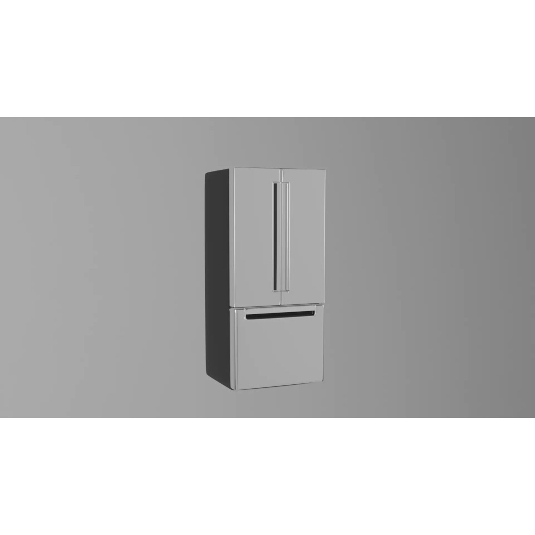Double Door Refrigerator 3D Model – High Poly Kitchen Appliance, FBX - View 3