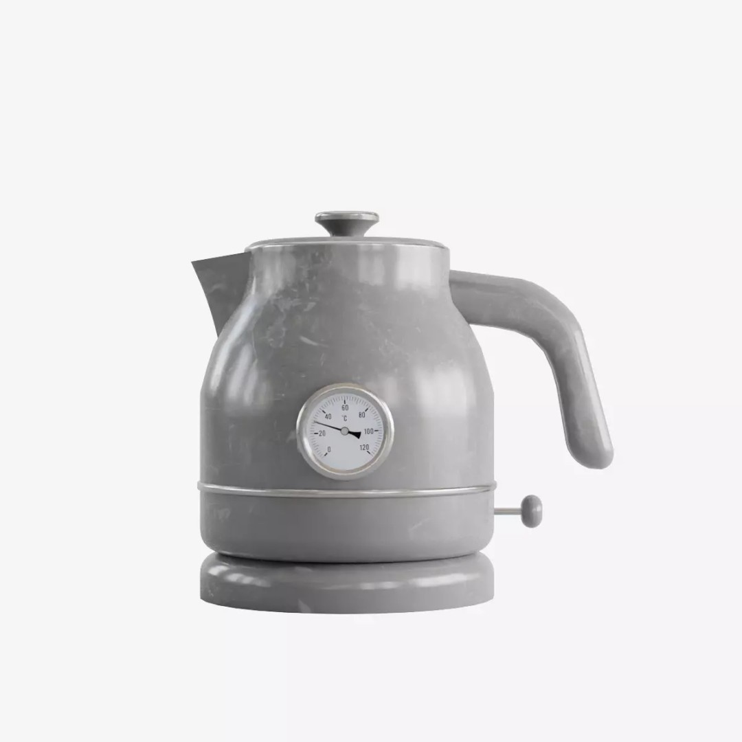 Scuffed Plastic Kettle 3D Model – Low Poly Game Asset, FBX - View 2