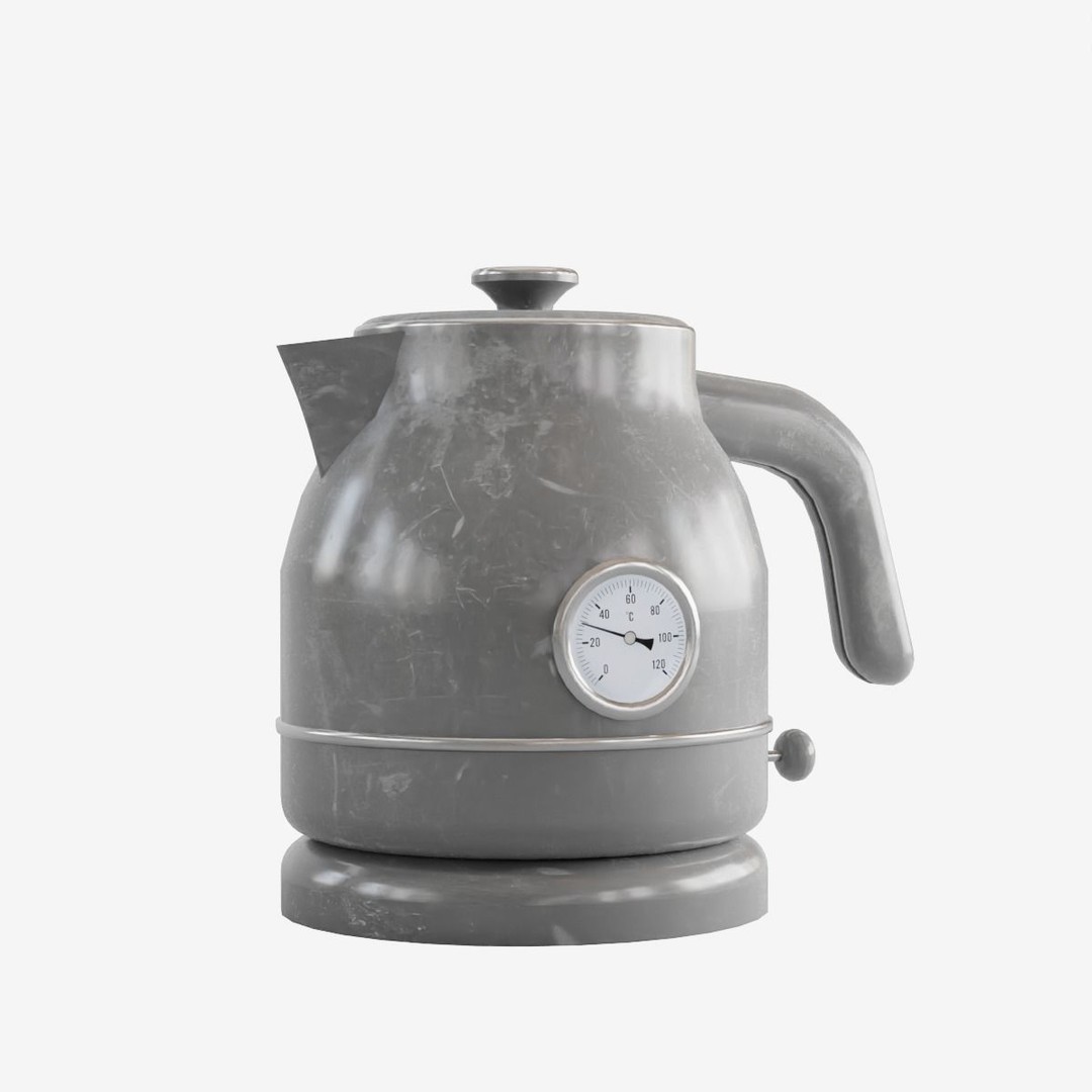 Scuffed Plastic Kettle 3D Model – Low Poly Game Asset, FBX - View 3