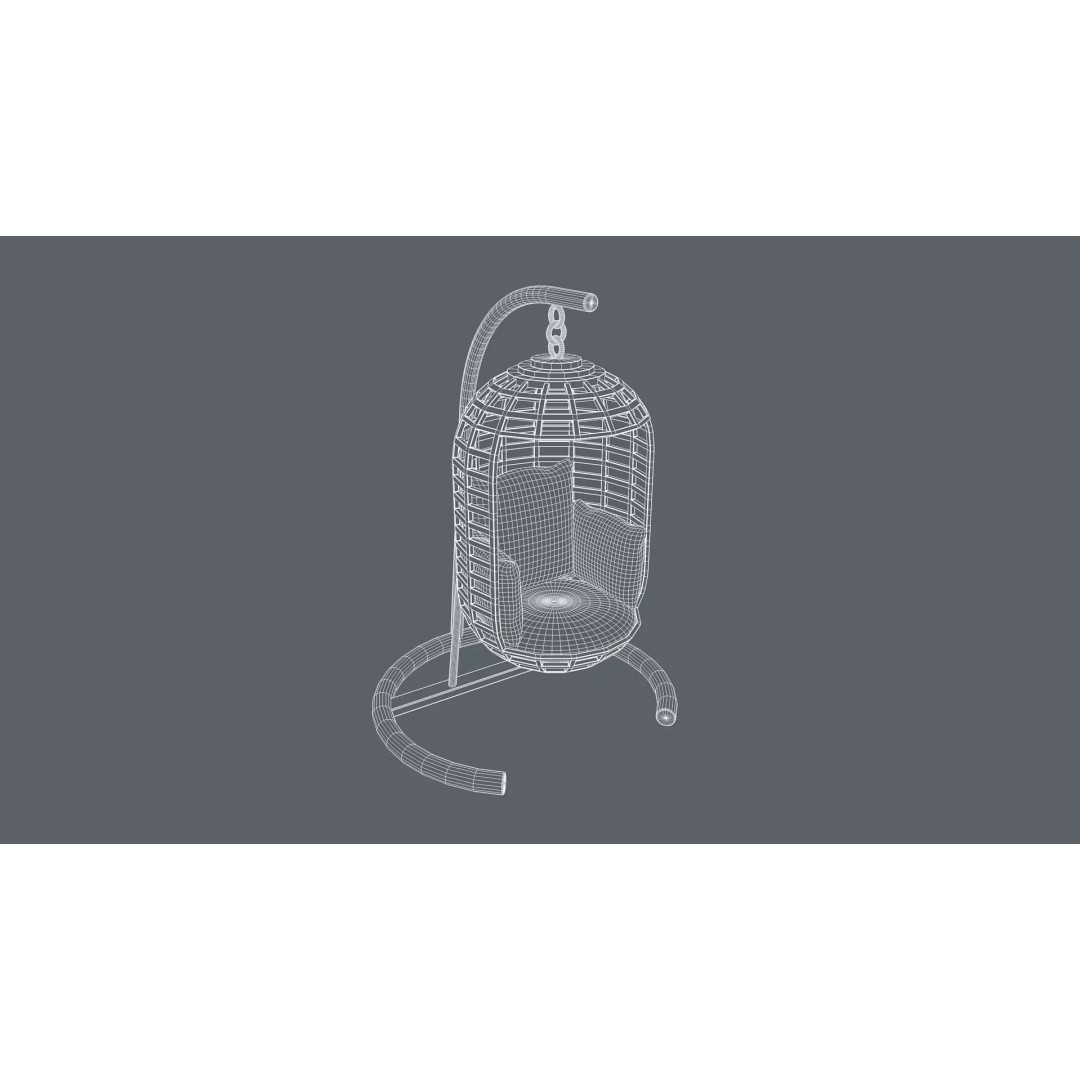 Swing Chair 3D Model – Low Poly Outdoor Furniture Asset, FBX & OBJ - View 10