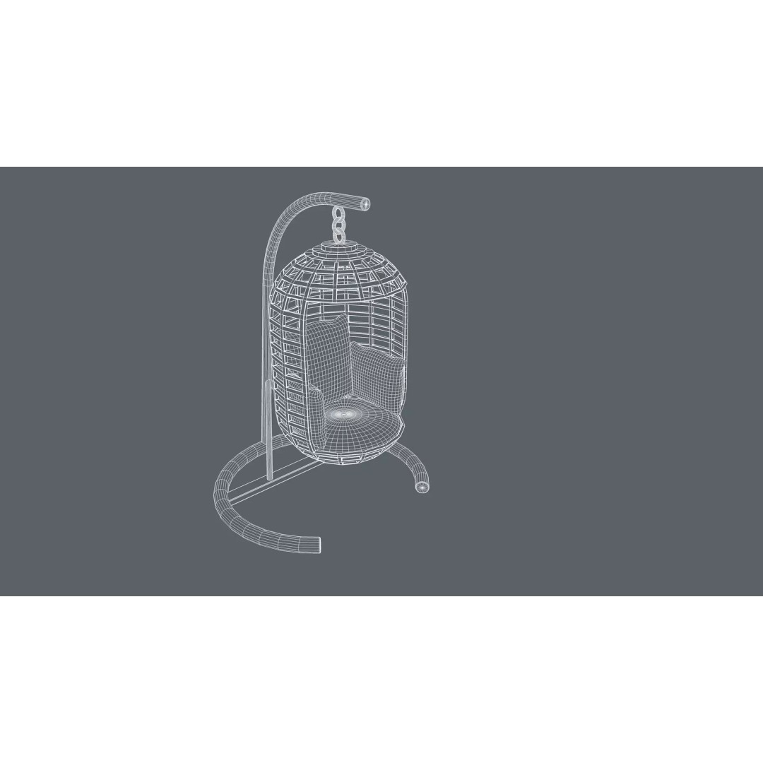 Swing Chair 3D Model – Low Poly Outdoor Furniture Asset, FBX & OBJ - View 11