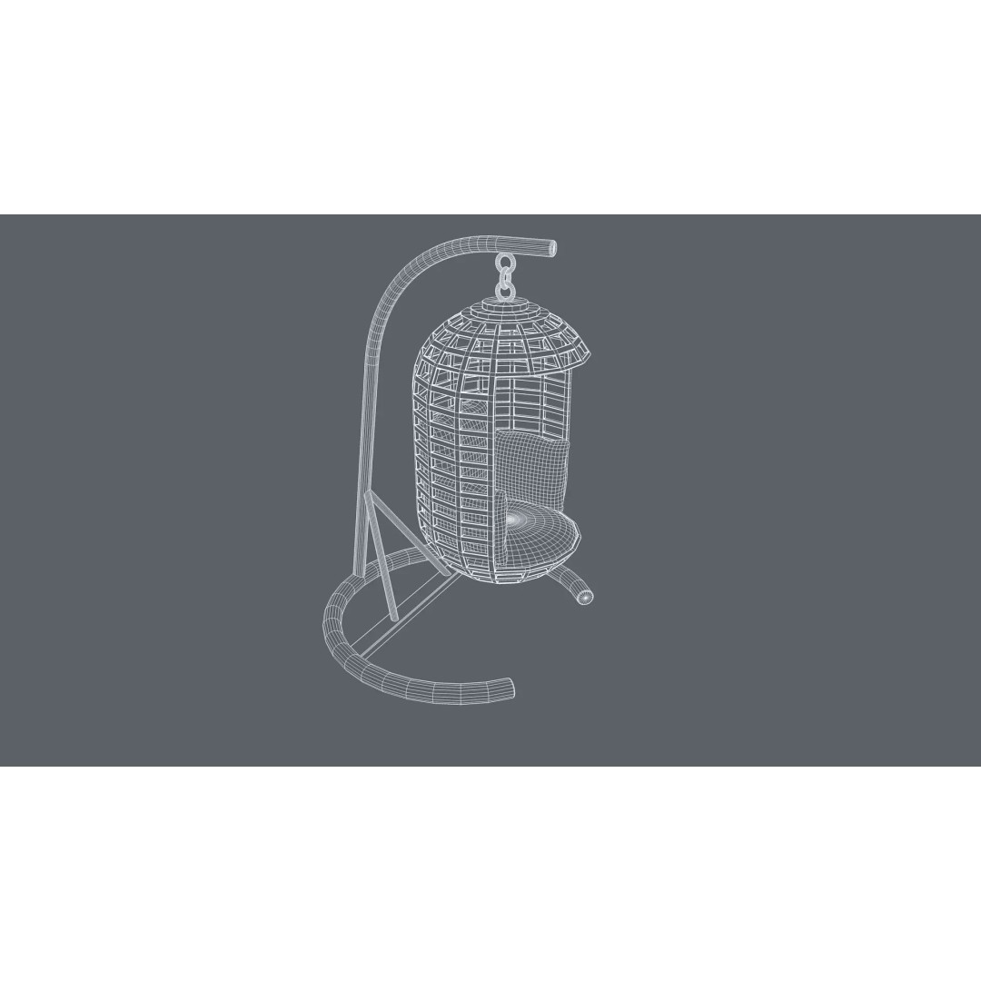 Swing Chair 3D Model – Low Poly Outdoor Furniture Asset, FBX & OBJ - View 12