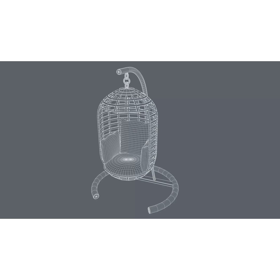 Swing Chair 3D Model – Low Poly Outdoor Furniture Asset, FBX & OBJ - View 14