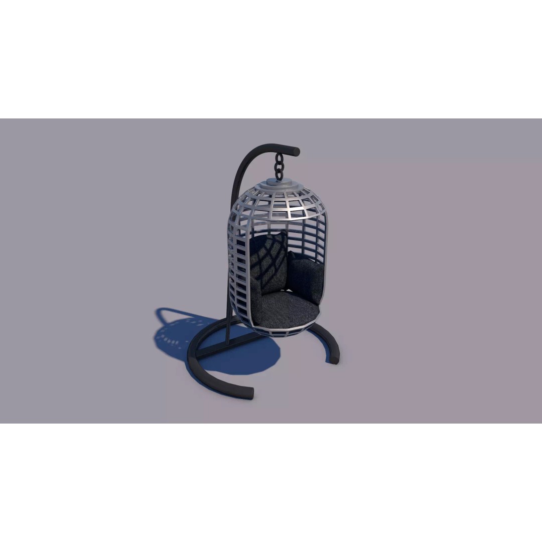 Swing Chair 3D Model – Low Poly Outdoor Furniture Asset, FBX & OBJ - View 2