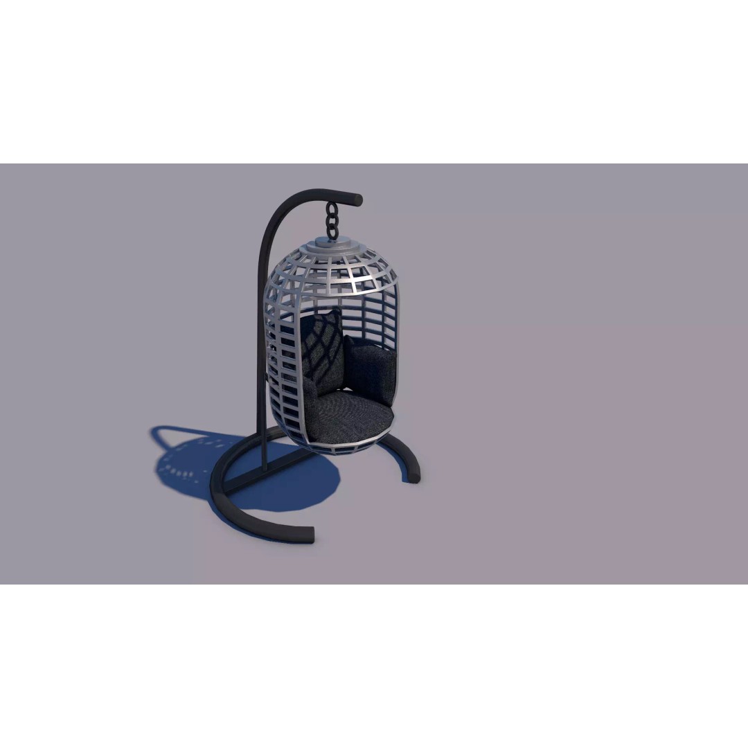 Swing Chair 3D Model – Low Poly Outdoor Furniture Asset, FBX & OBJ - View 3
