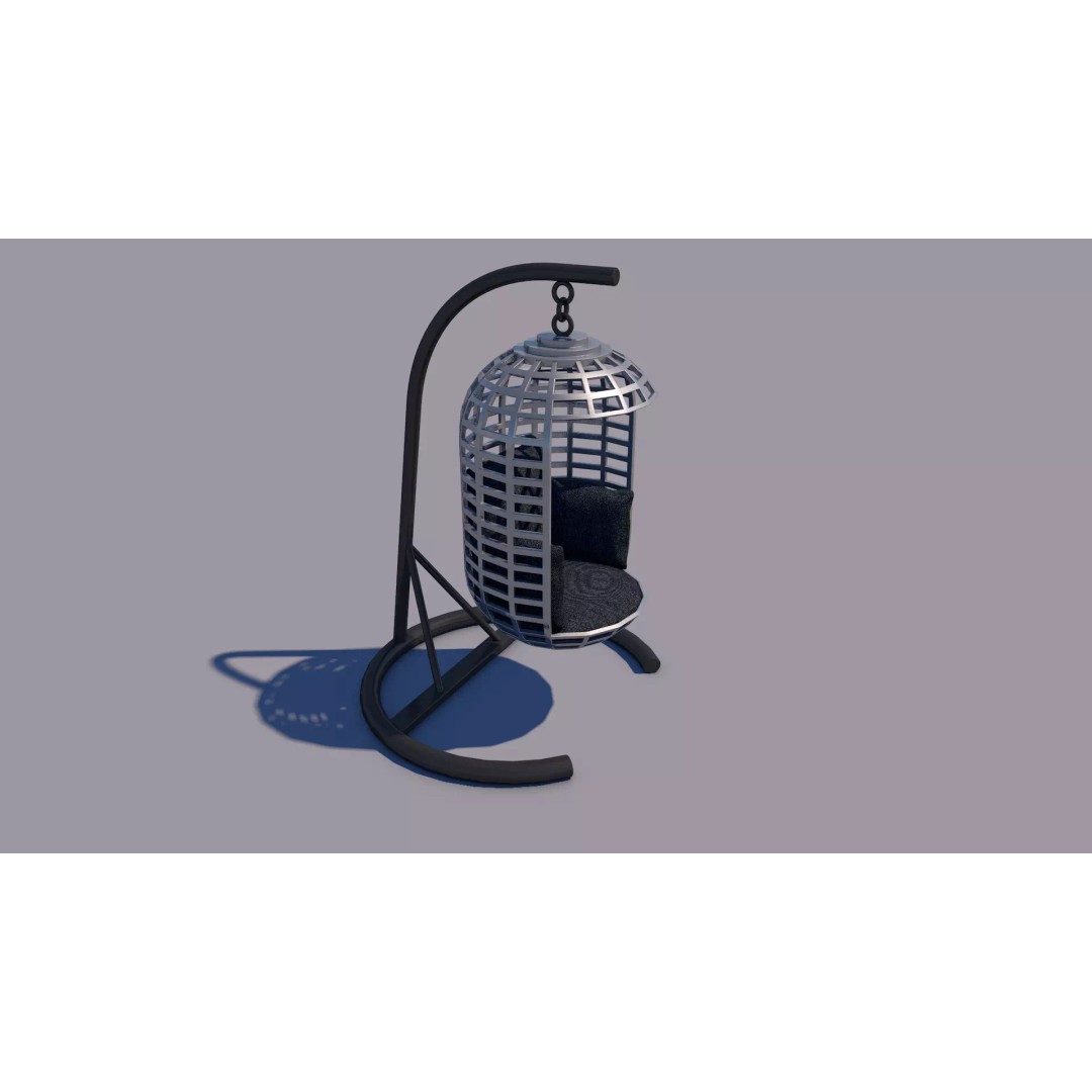 Swing Chair 3D Model – Low Poly Outdoor Furniture Asset, FBX & OBJ - View 4
