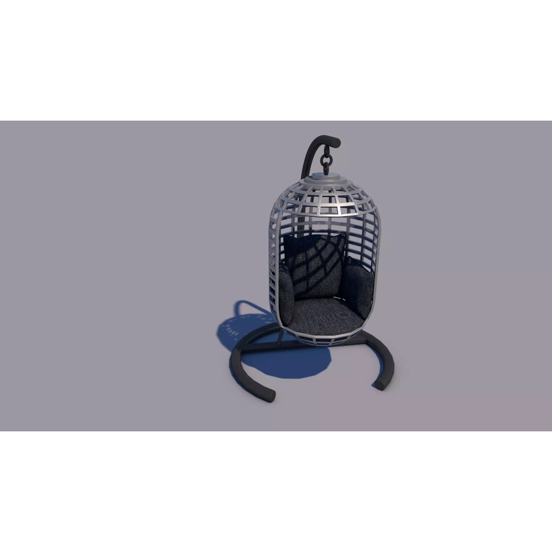 Swing Chair 3D Model – Low Poly Outdoor Furniture Asset, FBX & OBJ - View 5