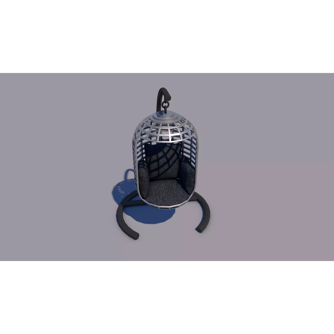 Swing Chair 3D Model – Low Poly Outdoor Furniture Asset, FBX & OBJ - View 9