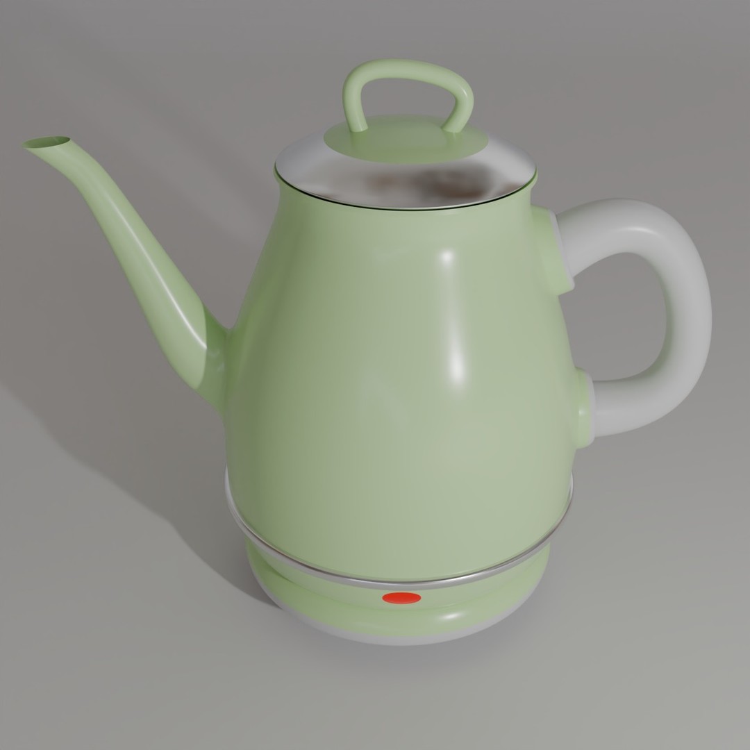 Plastic Kettle 3D Model – Modern Kitchenware with PBR Textures, FBX