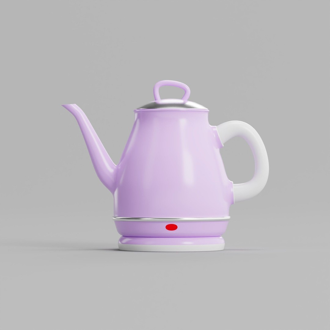 Plastic Kettle 3D Model – Modern Kitchenware with PBR Textures, FBX - View 3