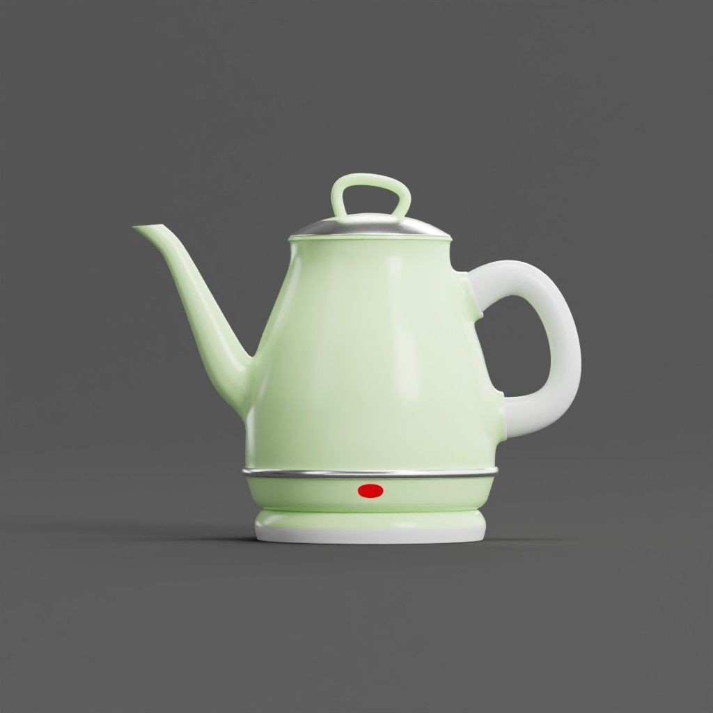 Plastic Kettle 3D Model – Modern Kitchenware with PBR Textures, FBX - View 4