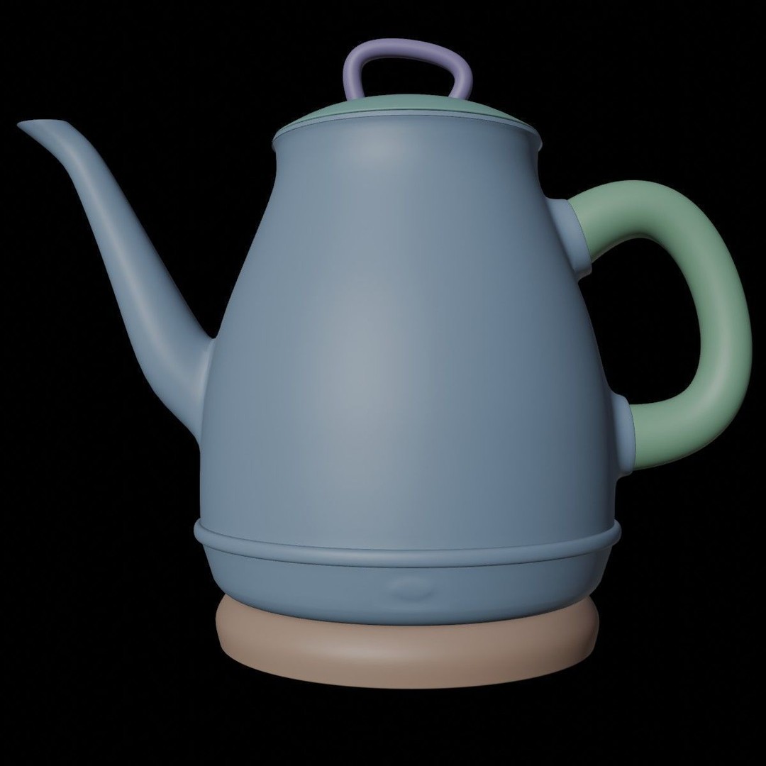 Plastic Kettle 3D Model – Modern Kitchenware with PBR Textures, FBX - View 8