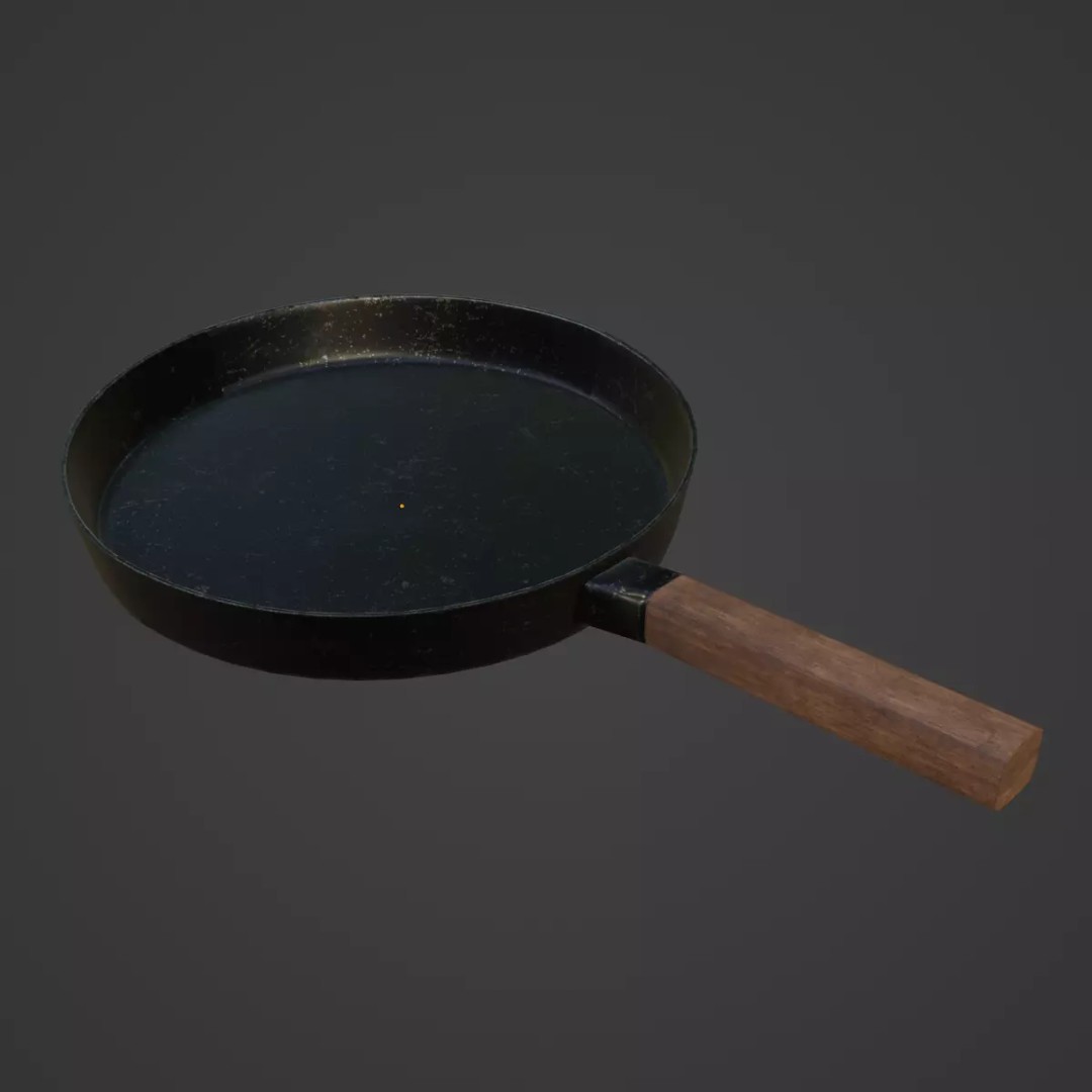 Kitchen Frying Pan 3D Model – Low Poly Game Asset, PBR Textures, FBX - View 8