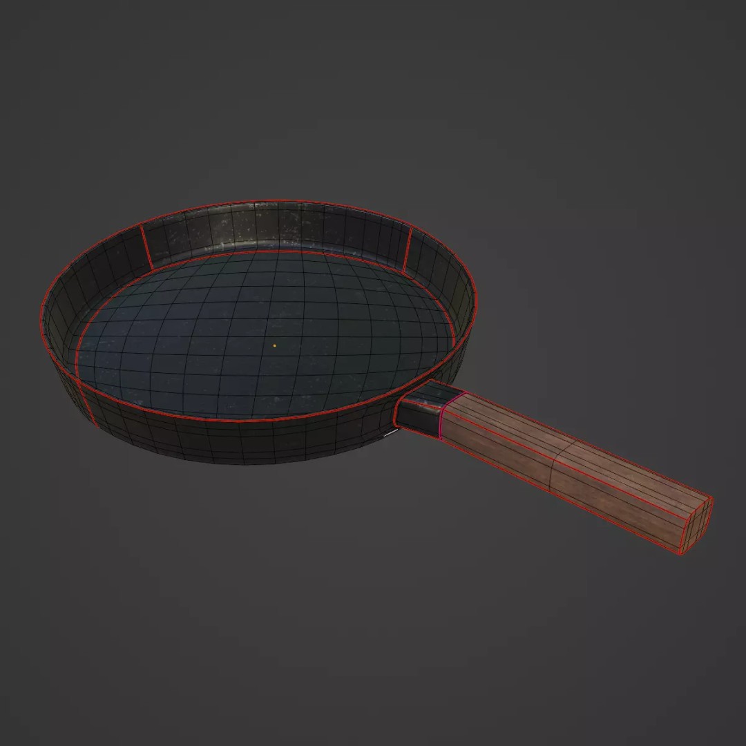 Kitchen Frying Pan 3D Model – Low Poly Game Asset, PBR Textures, FBX - View 9