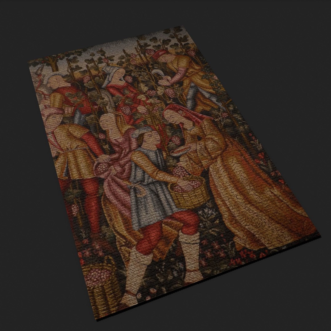 Grape Harvest Tapestry 3D Model – Low Poly PBR Decor Asset, FBX - View 11