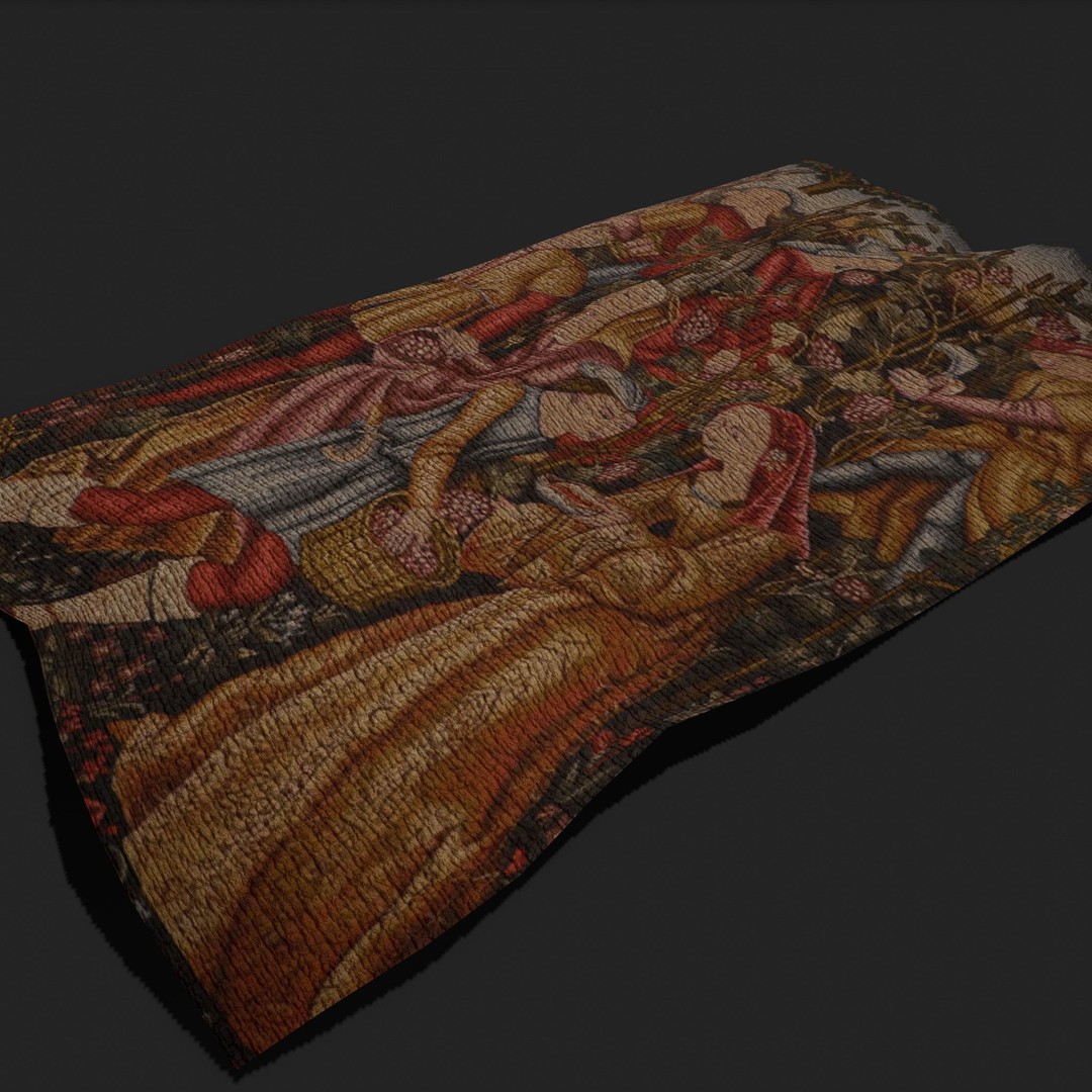 Grape Harvest Tapestry 3D Model – Low Poly PBR Decor Asset, FBX - View 12