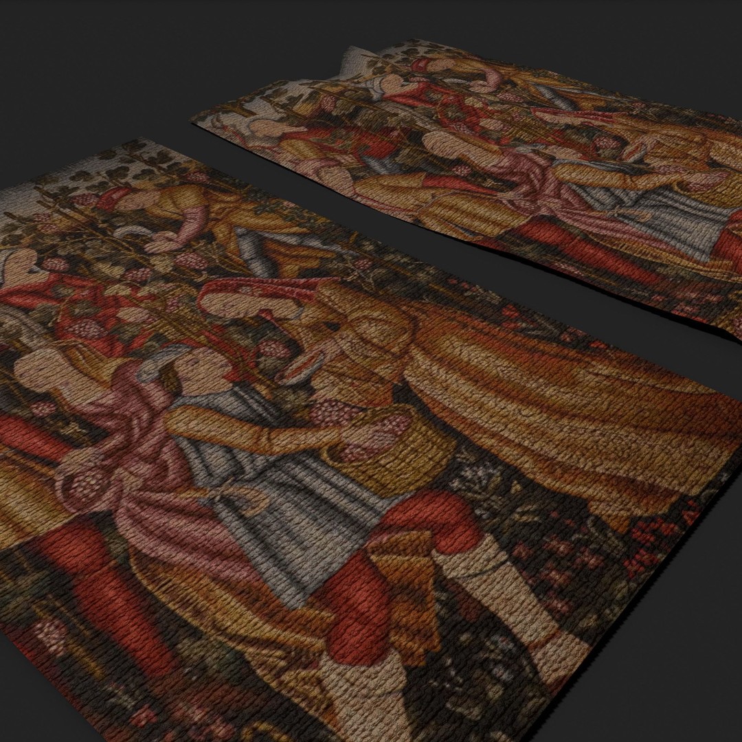 Grape Harvest Tapestry 3D Model – Low Poly PBR Decor Asset, FBX - View 13