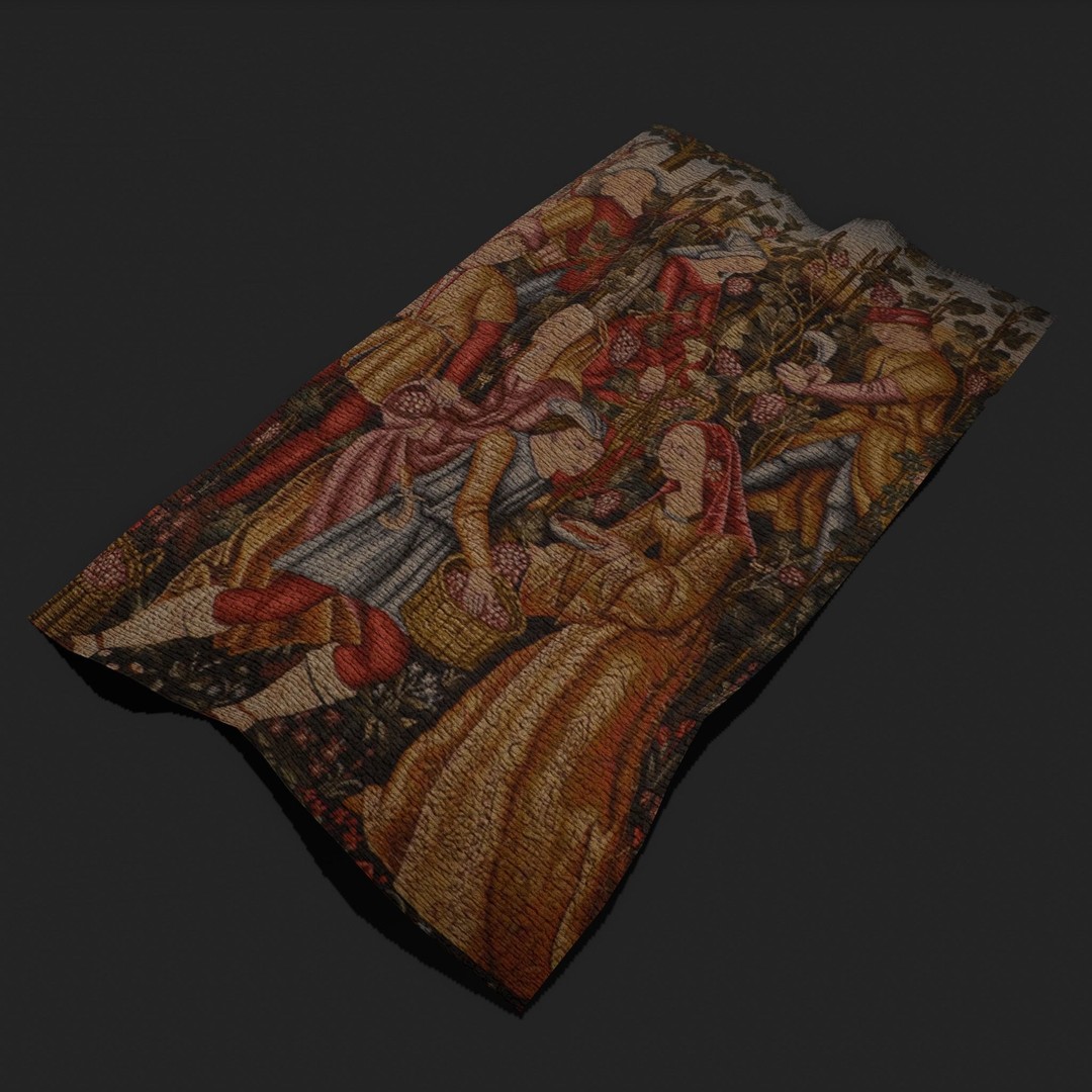 Grape Harvest Tapestry 3D Model – Low Poly PBR Decor Asset, FBX - View 14