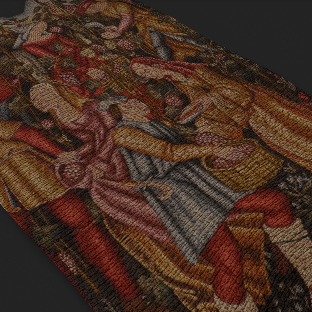 Grape Harvest Tapestry 3D Model – Low Poly PBR Decor Asset, FBX - View 15