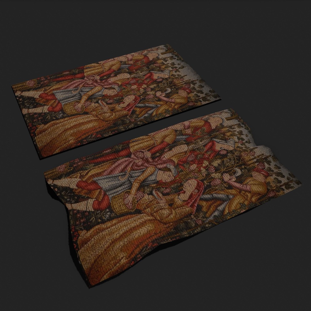 Grape Harvest Tapestry 3D Model – Low Poly PBR Decor Asset, FBX - View 16