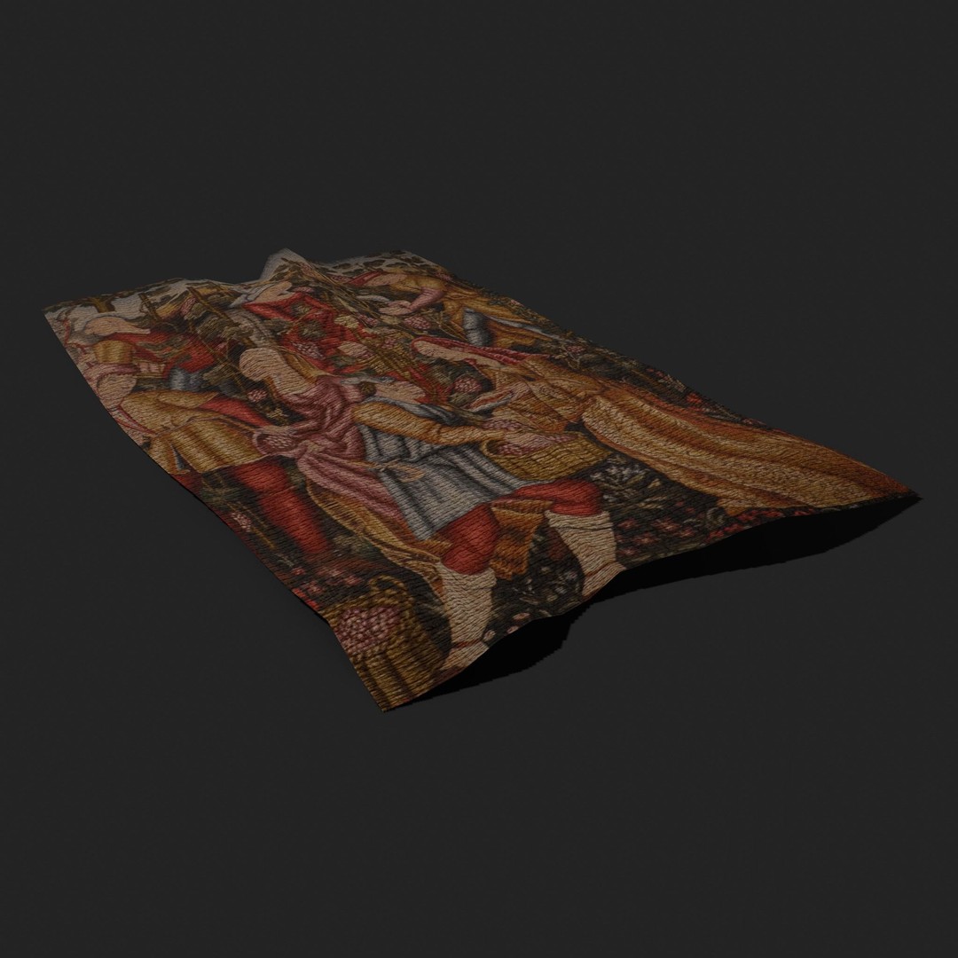 Grape Harvest Tapestry 3D Model – Low Poly PBR Decor Asset, FBX - View 4