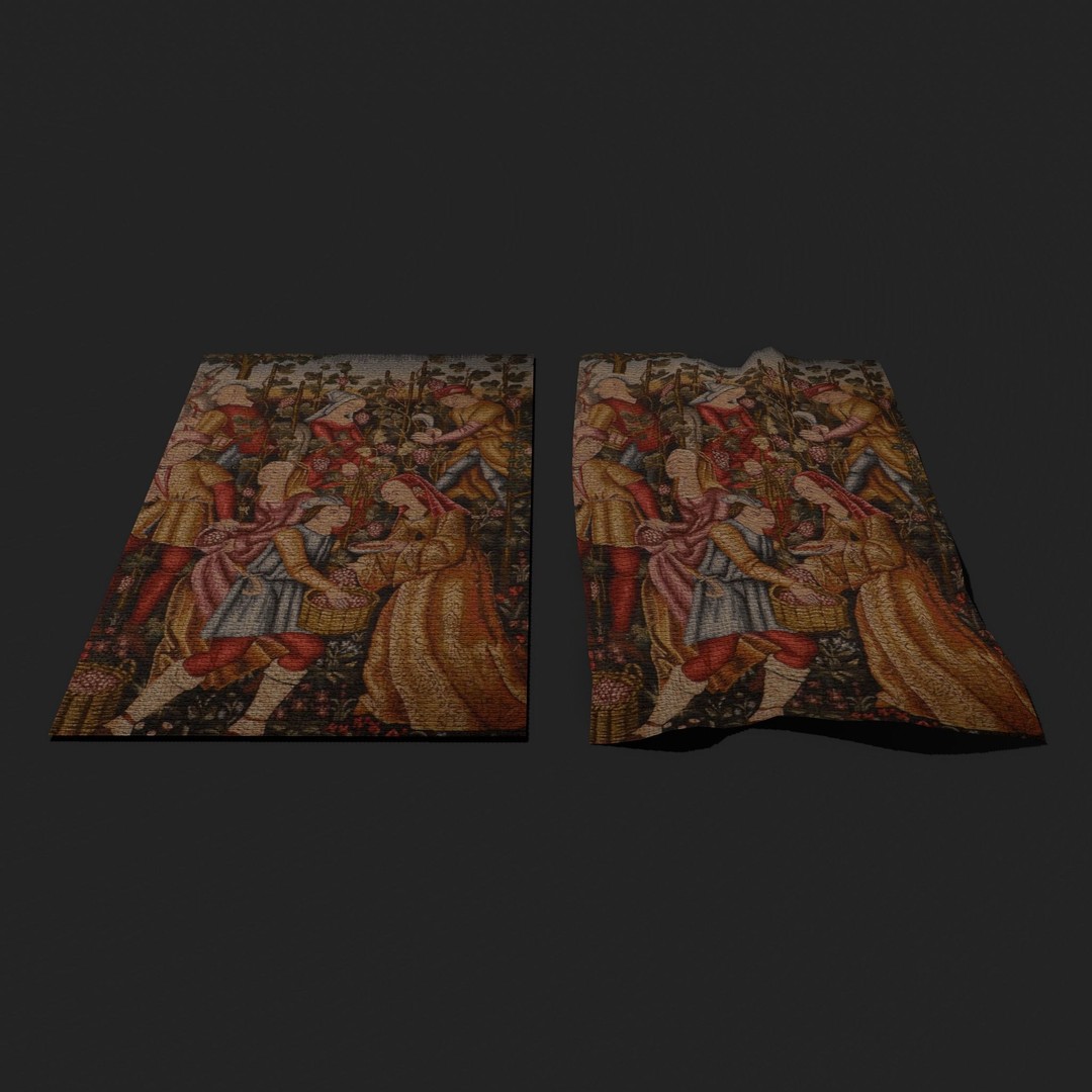 Grape Harvest Tapestry 3D Model – Low Poly PBR Decor Asset, FBX - View 5