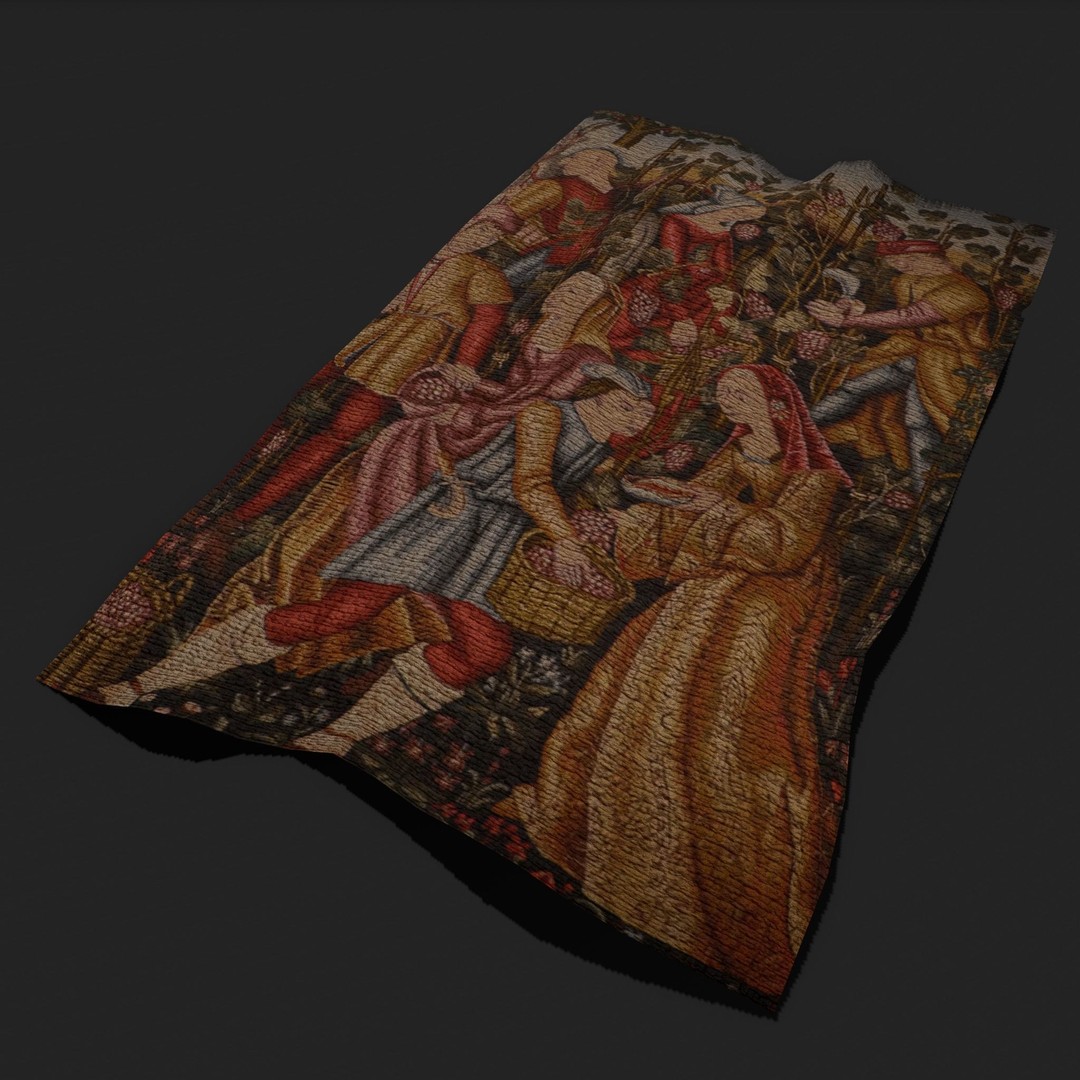 Grape Harvest Tapestry 3D Model – Low Poly PBR Decor Asset, FBX - View 6