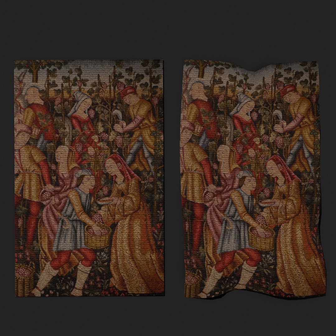 Grape Harvest Tapestry 3D Model – Low Poly PBR Decor Asset, FBX - View 7