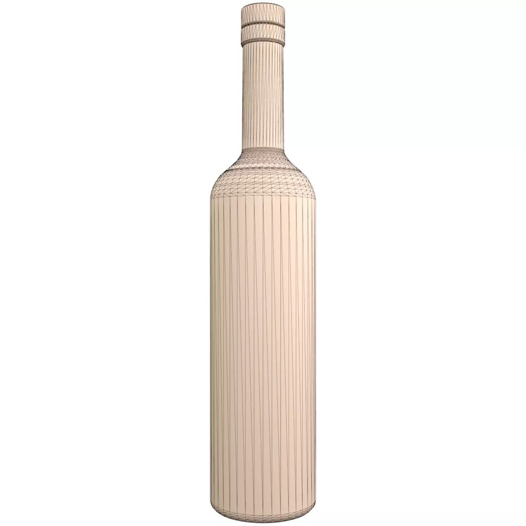 750mL Long Neck Glass Vodka Bottle 3D Model – PBR Textured, Game-Ready Formats - View 15